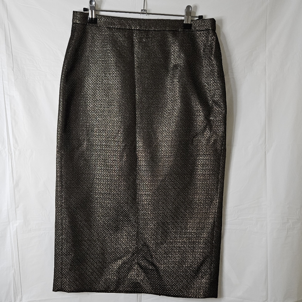 New Pure Collection Midi Gold Sparkle Professional Pencil Skirt US Size 4 NWT